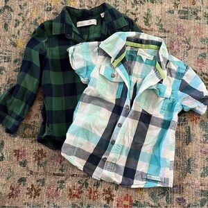 2T Blue and Green Button Down Shirts